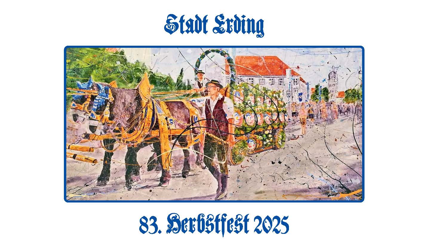 Festmotiv des Herbstfestes 2025 mit Brauereigespann