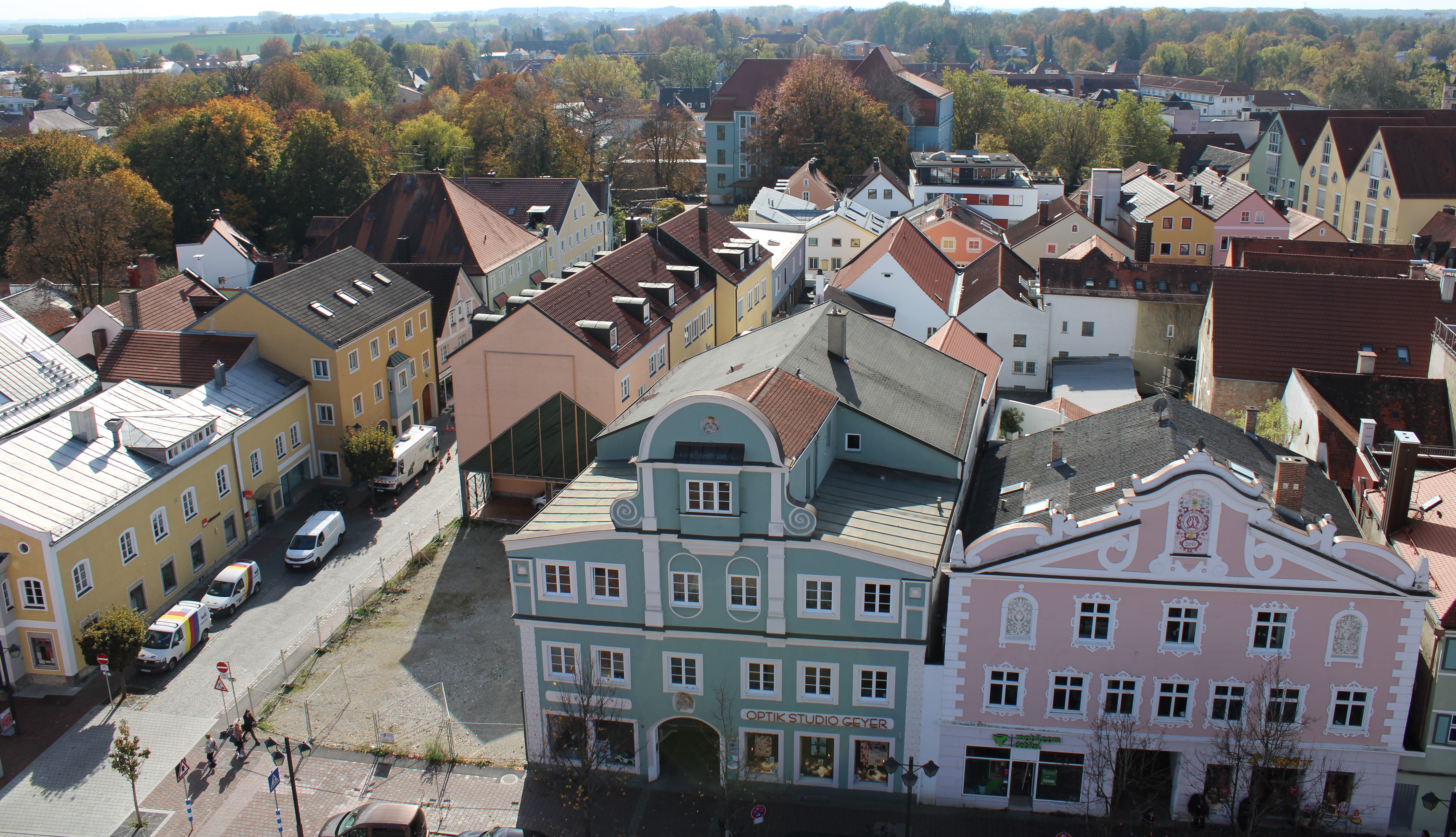 Panoramabild über die Zollnerstraße bis zur Grundschule Grüner Markt
