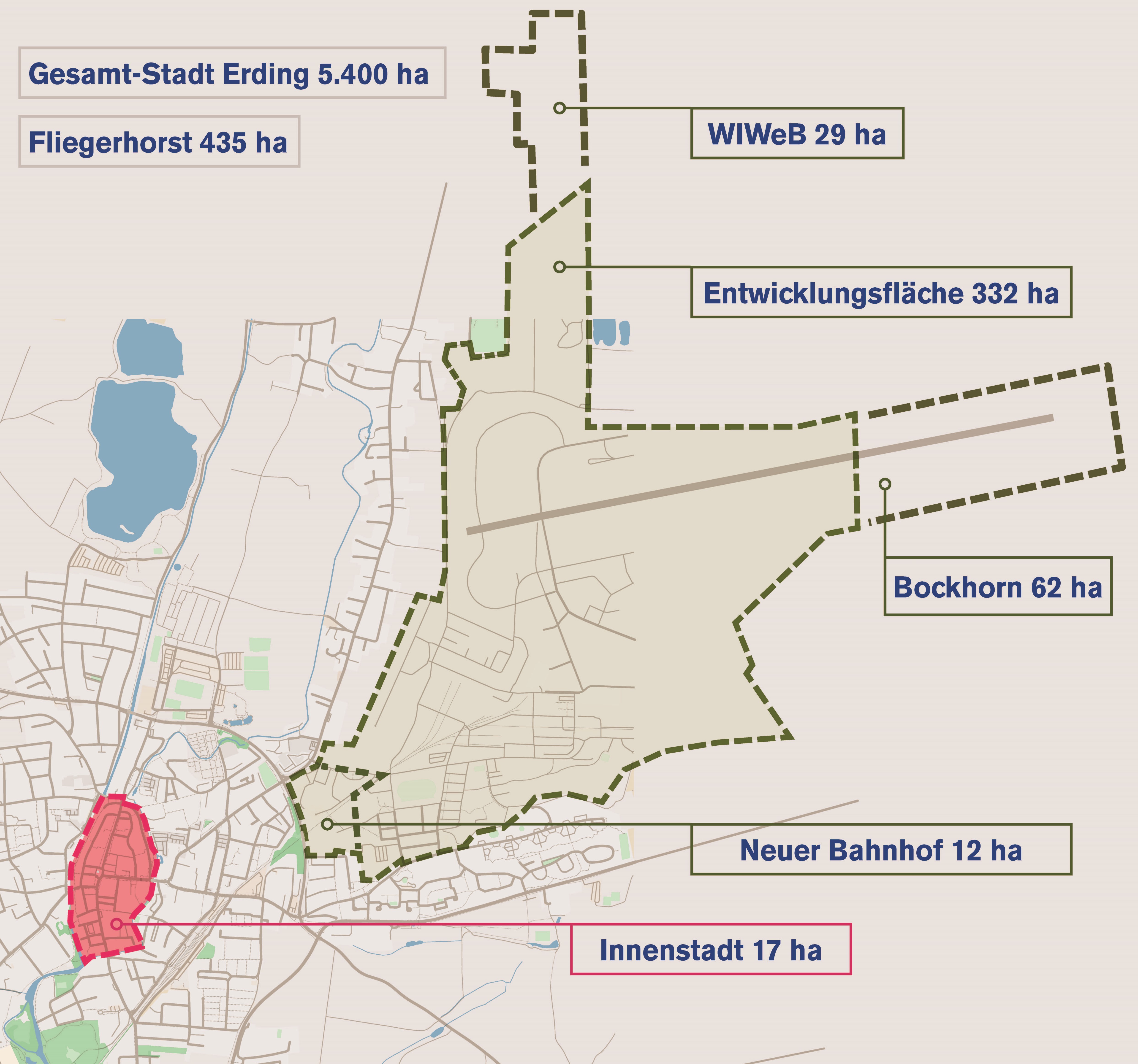 Stadtplan mit Lage des Fliegerhorst-Geländes